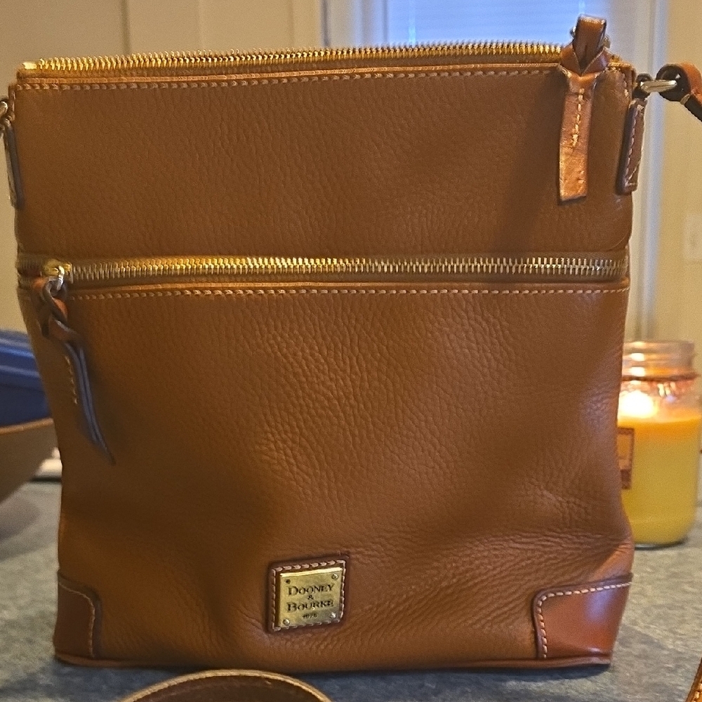 Dooney & Bourke Brown Messenger Bag Pebbled Leather